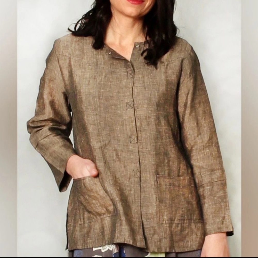 LITTLE JOURNEYS of Chicago Linen Blouse Size Medium